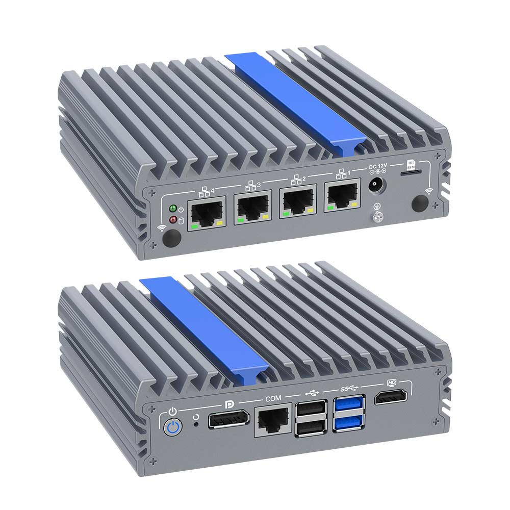 good quality 2.5G Quad LAN Small Industrial Computer Intel 12th Gen Fanless Design 4K Dual Display wholesale