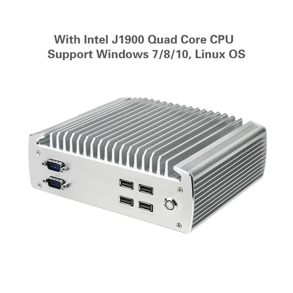 good quality 6 COM Ports Fanless Industrial Mini PC Intel J1900 Quad Core Embedded PC Dual LAN Rugged Gateway wholesale