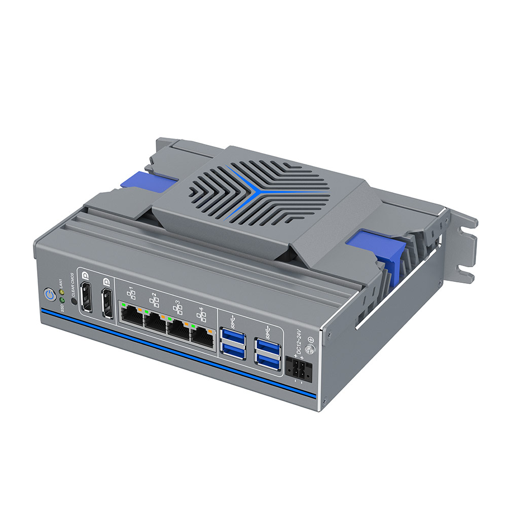 good quality DDR5 4800MHz Core i7 Industrial Mini PC Book Type Fanless Design Quad LAN vPro Gateway wholesale